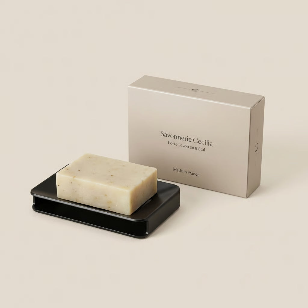 Porte-savon Métal Noir – Élégance